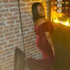 Elegant Velvet Burgundy jumpsuit